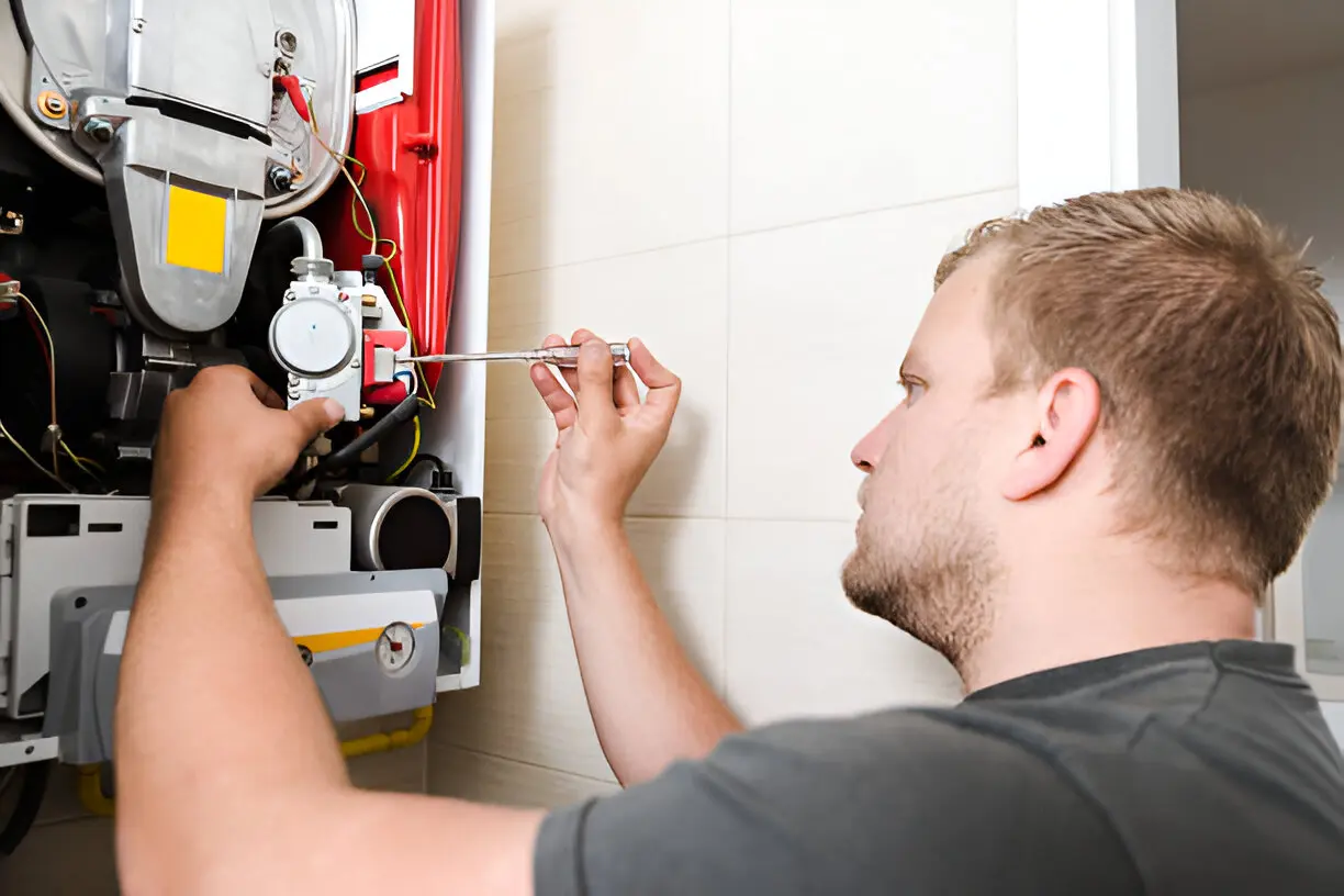 Expert performing routine Heating and Air Conditioning maintenance to ensure peak system performance.